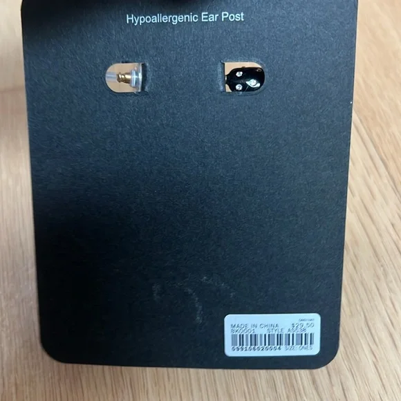 NWT J. Crew Chunky Black Acrylic Earrings with Rhinestones - Picture 5 of 6